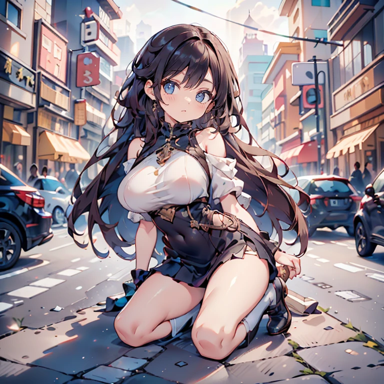 In the street　stroll　open one's legs　lots of liquid from pussy　seductived faced　huge tit　japanes　Being watched　Excited to be seen　urinating from pussy