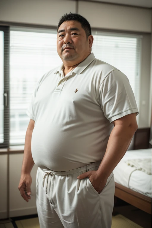 {{{Japanese}}}、{{{Obese}}}(((photorealistic))), ((realistic)), (ultra high definition), best quality, masterpiece, ray tracing, 8k、Ultra HD, Digital SLR, Soft lighting, high quality, Film Granulation, Fujifilm XT3, {{{Middle-aged men}}}、50 years old、good looking、whole body, {Shaved Head}、Short stubble、短いShaved Head、Homosexuals、Thick neck、Square, thick face、Sunburned skin、Hairy、Middle Age、Dark skinned、father、Father、father、Has narrow eyes、Standing with your legs apart、Anatomically correct, fat、 super fine face)), cheongsam, upper body, looking at viewer, front view,