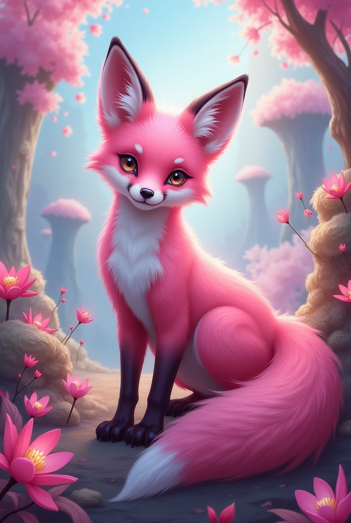 Pink fox exhaling moral