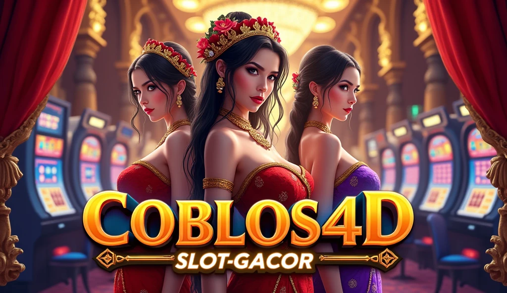 SLOT GACOR: Situs Slot Gacor Terpercaya 2024, https://heylink.me/.coblos4d/, {{{two bali girls holding up a google search sign "SLOT GACOR COBLOS 4D"}}}, text fit with sign, teasing smile, happy maxwin, animated photorealistic, red casino background, big breast, cleavage, standing behind poker table, asian girls, white skin, blonde, wave hair, red hair, jackpot, wearing bali traditional dress, {{indonesia}}