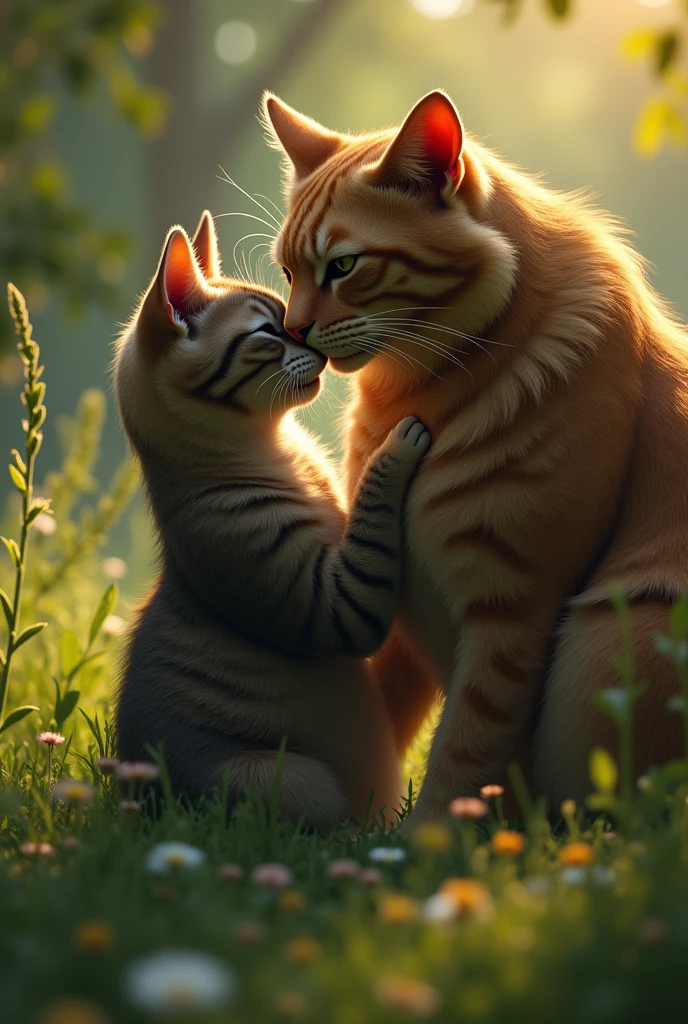 Gato ragdoll + abelhas + flores rosas