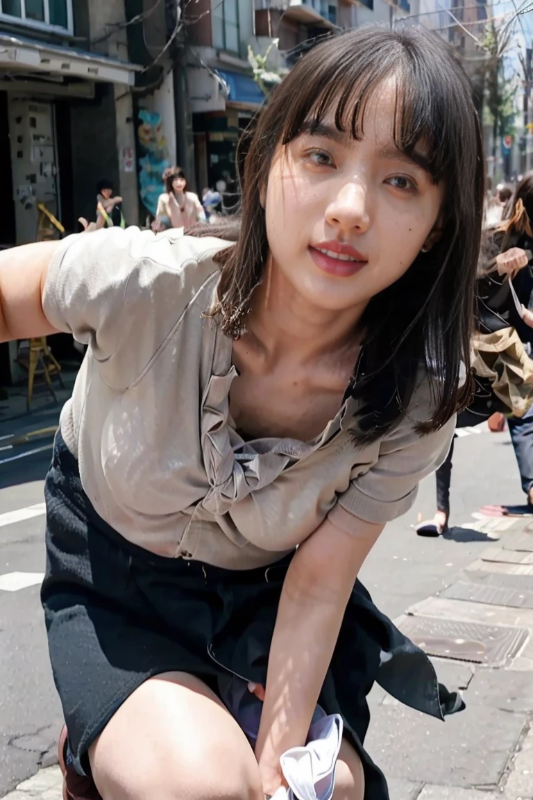 (remote_play), (remote_shake), Ulzzang-6500-v1.1, Pyros Face_v1, highest quality, masterpiece, shape, (Realistic, photo-Realistic:1.37), wonderful, In detail, Unbelievably absurd, Large file size, Very detailed, High resolution, Very detailed CG ユニティ 8k 壁紙, R18、Browsing Caution, same、last month of pregnancy、 (Dark blonde medium wavy hairstyle that falls over one eye。The bangs are swept away。), (Slender body)、(nude、Completely naked、Very large breasts、)、Blushing,(She exposes her breasts for the viewers to see..), Exposing the crotch、She has her legs open, 視聴者にExposing the crotchさせる.、close your eyes, We witness an individual overwhelmed by the intense stimulation caused by a powerful shake device. The jolts of pleasure or surprise prompt them to instinctively crouch down, Their bodies react to the electrical vibrations.、Knees break。.. With close your eyes and an open mouth, Their expressions are a mixture of joy and sadness, surprise, The energy of the scene is palpable., Viewers、You are invited to share your own thrilling experiences on this subject、Inside a crowded train