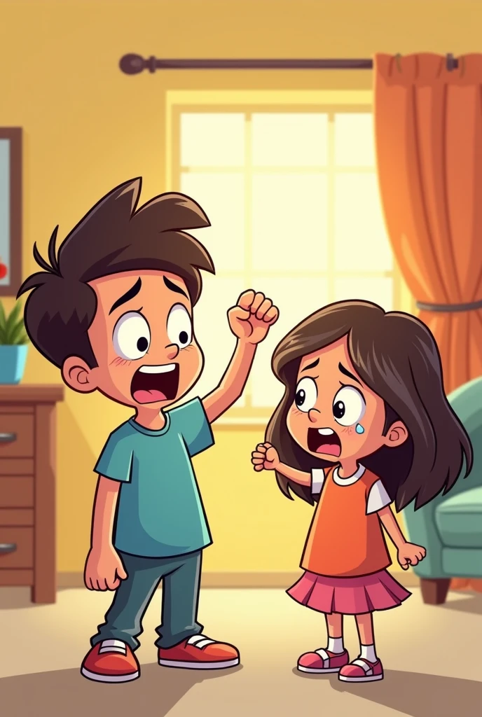 Boy angry on sister