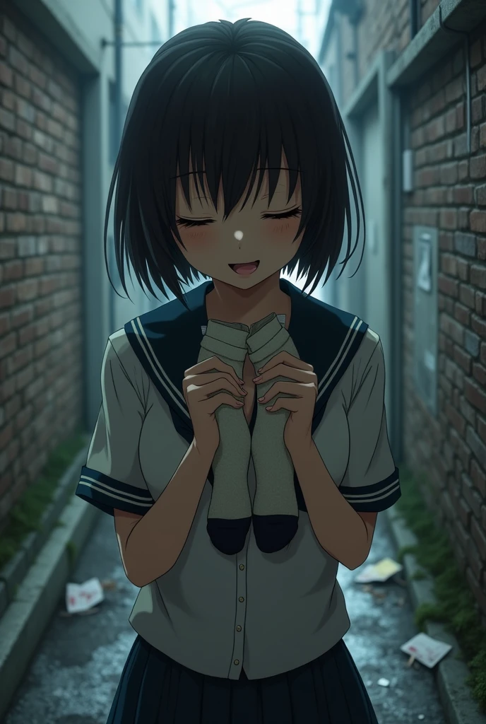 Old man , hands on the hips of school girl , ducking her roughly , blushing , drool , cum