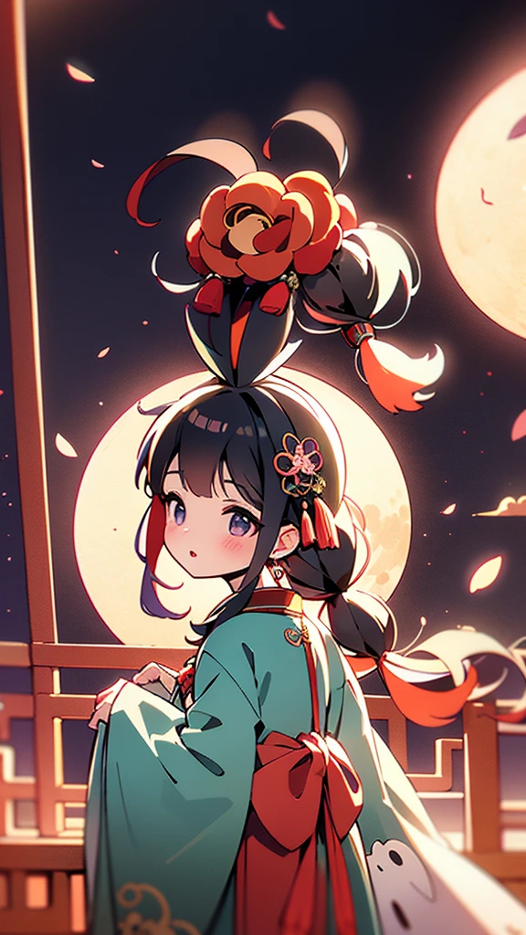 4k HD,((masterpiece:1.2)),The best,Pixiv,midjourney portrait,1 girl,,alone,flower,long hair,hair accessories,hair flower,hold ,looking at the audience,rain,hold,outdoor,Bangs,Japanese clothes,[kimono,oil-paper 傘,black hair,open lips,Long sleeve,Upper Body,shy,Look back,[tassel,Chinese clothes,Hanfu,Wide sleeves,Bow down,flower卉印flower,earrings,white [kimono,jewelry,ribbon, background full moon, White background