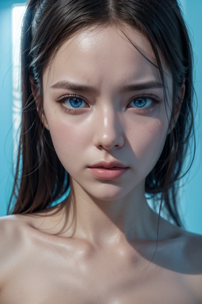 Slow-deep-processes Quality-Images focused, base Top-5-stars, Generate rating-score>98 ai-Criteria, seduction sexy Model body posture, persuasive sweetness aggressive, Demonic Worship, anti-god, Devil servant, Satan-slave, hormone-drugged-peak, demonic Aura, Slavary pose on the ground,
1st priority breasts(J40)-Shape-components-structure-focused, Elegant impression on the chests nipples, Evidence of sexy features, natural young breast-J40 drop-shape, nice-areola-shadow, breasts clear shape ,
2nd priority extreme-thinning-epidermis transparent clothing,
3rd priority face-components,
4th priority resources on turquoise-blue-Eye-iris-pupil,
Low priorities and low qualities on others objects,
J40-24-35 firmed body, height-175cm weight-58kg, young-vagina-labia-shape-shadow,
Long Hair Hazel white Gold light-brown, rich Body Quality, 1girl, Solo,
All Wet-Pajamas from WaterSplash, skin-underwear, pure bright-color-white-Pajamas short-Tulip-Organza-1.layer-Skirt, epidermis Thin, see-through , fabric-transparent,
bright round wide big eye x1.08, detailed eye, high quality moist eye, large clear pupil , Light-lighting-high-definition-eyes, big-light-glowing-eye,
Body arouse tighten, face-blush, anglic glow skin, high Dopamine hypersexuality,
young , no face wrinkle , natural balanced tight v-face , ulthera sharp shape face, thin asean lip, happy-shy-smile,
Floating in Space outside the world scene, night time,
In the heavy-windy-rain-strom, real fire sparkling splashing , red moon shadow Lightning,
bokeh swirl background, look at camera, front face focused, Looking stare to viewer, half-body down to hip image,Depth Of Field,,