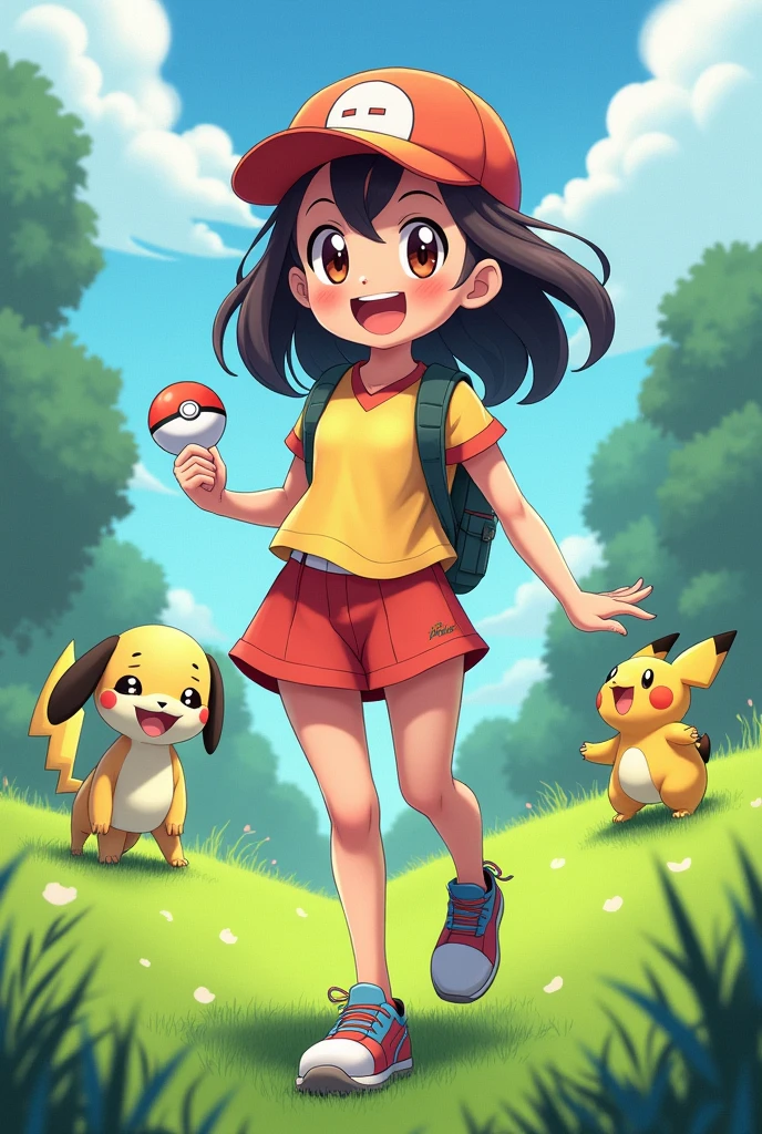 Cute poemon trainer girl - SeaArt AI