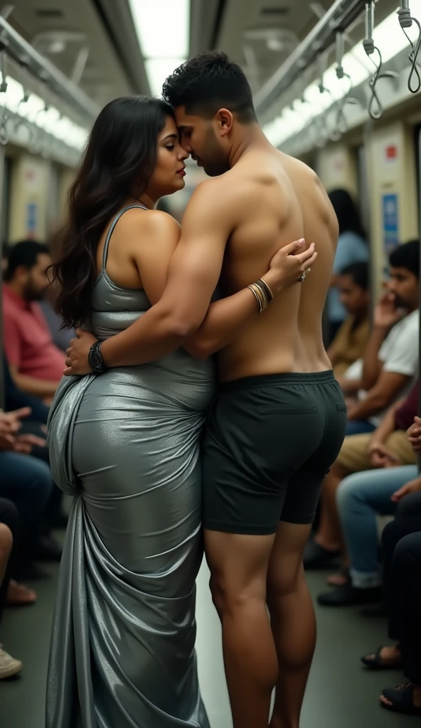 chubby, thick , curvy, 25 year old bollywood actress nude big booty hugged by ugly multiple men, many men hugged her, bikini, in a pub, groping, gangbang, wet, nsfw