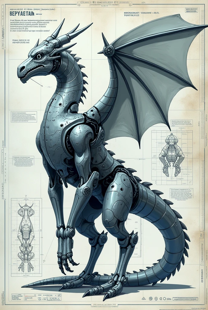 (best quality, high resolution, Watercolor mechanical dragon，Mechanical skeleton