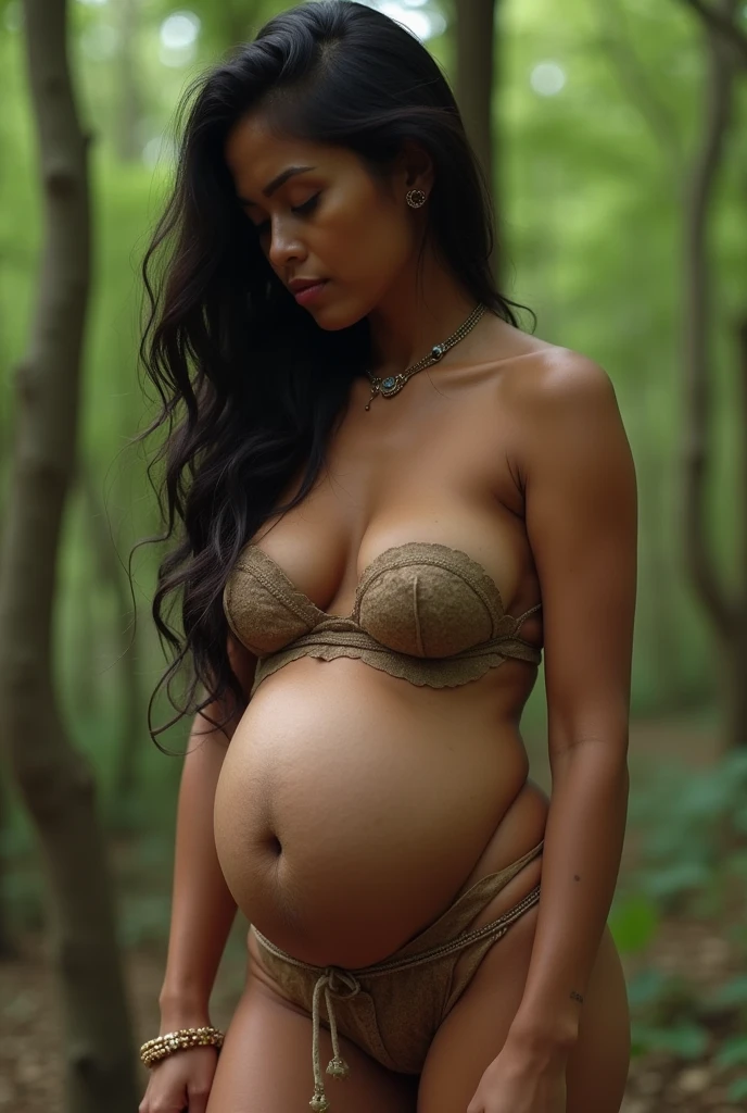  Pregnant Topless  pink thong wearing aroused horny beautiful happy young Indian  girl vs  Giant black anaconda monster wrapped around her body squeezing her in coiled embrace cuddling and kissing  sexual erotic bestiality  sex  realistic in the rainforest full body, best quality wet 