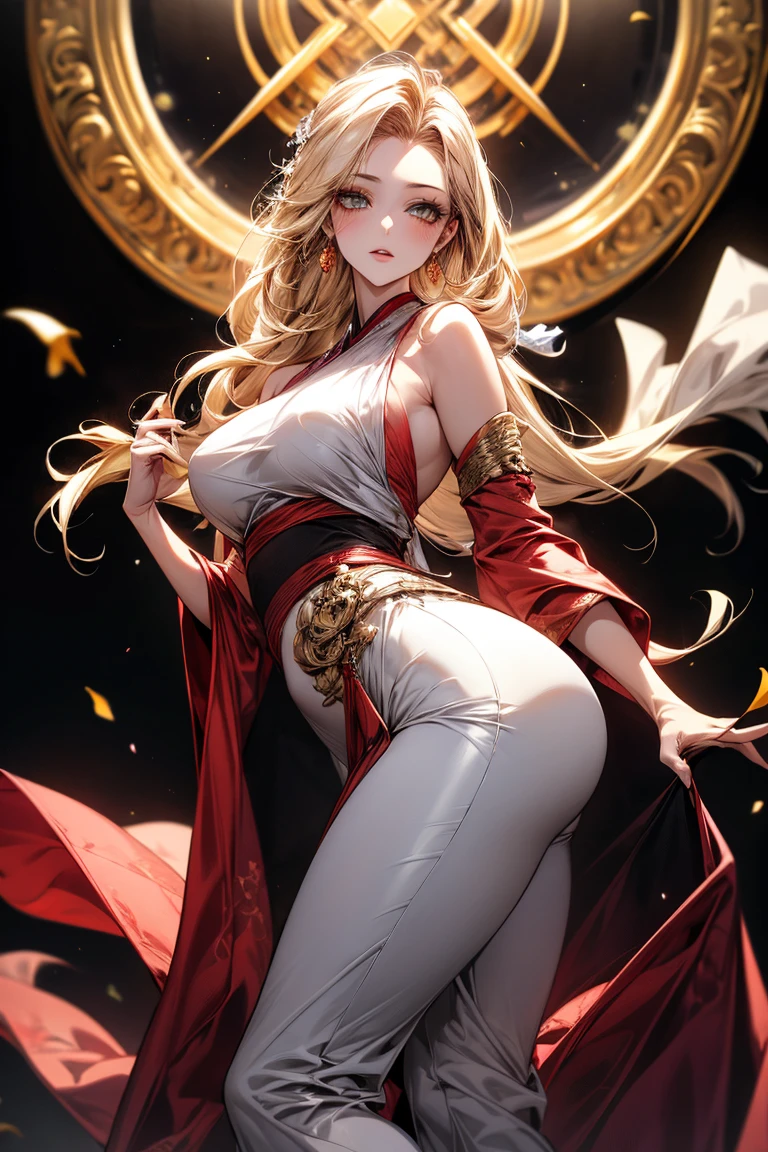 Best image quality, MasterPiece, ultra-high resolution, (accuracy: 1.4), Very beautiful girl, long straight hair, white hair with bangs, dressed in an unbuttoned kimono, stockings on her legs, naked big breasts, naked, sitting in the lotus position, hands pointing to the sides, reciting mantras, against the background of the night starry sky there is a big fluffy hare, a red moon. detailed eyes and face, naked body,, nfsw Beautiful detailed eyes, halo around the head, dull, dark, membranous, 1.5), (erotic clothing: 1.4), bare shoulders.