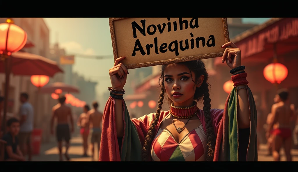 um close de uma mulher fantasiada na praia, traje com detalhes em azul, carnaval de Barranquilha, vestindo uma roupa tribal elegante, lindo traje, figurino, imagem vazada, costume, supermodelo indiana, traje de teatro de alta qualidade, float carnival, traje elaborado, in costume, maya ali como uma feiticeira da tempestade