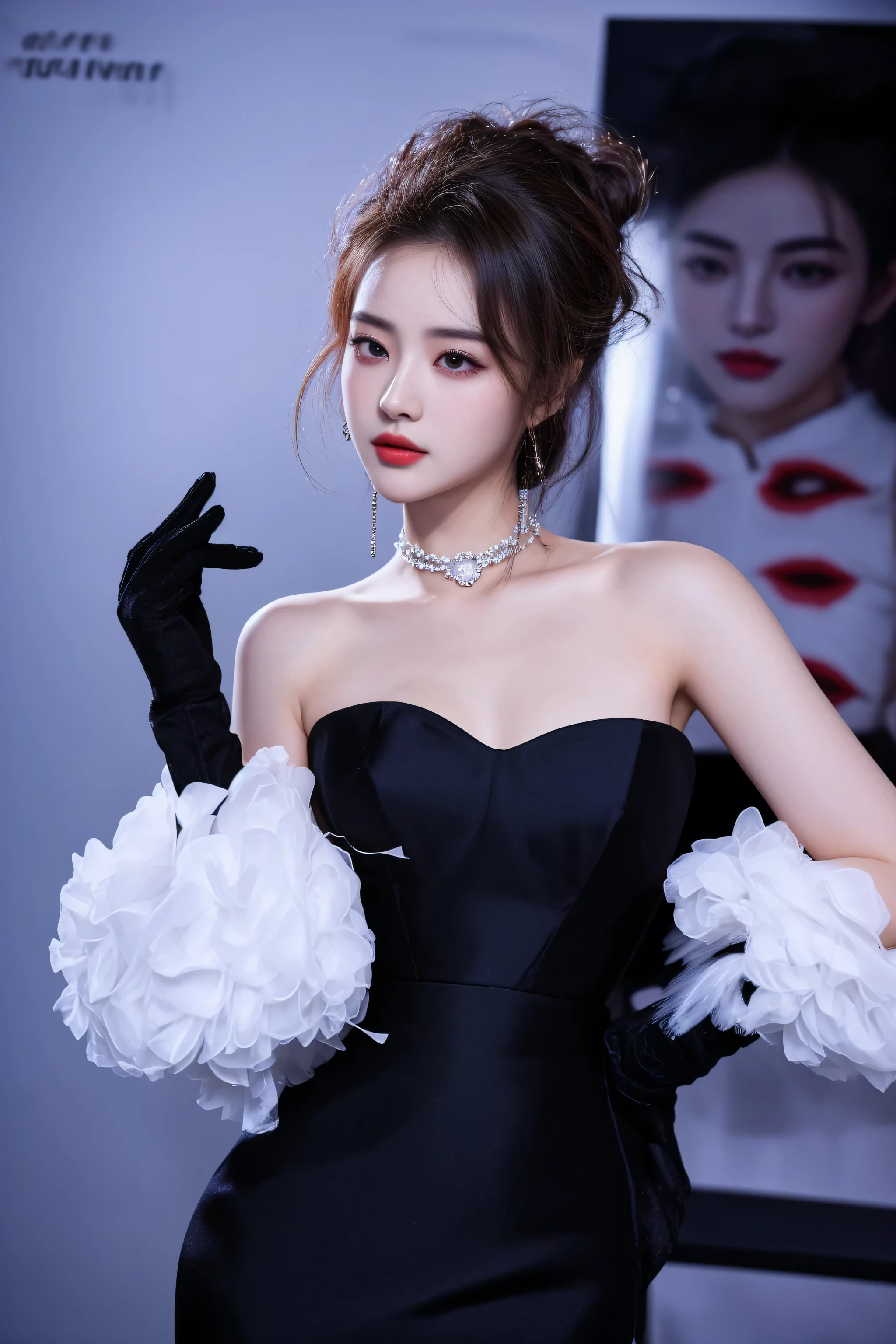 ((Masterpiece, Top image quality, high resolution、alone、shiny skin))(on the table, best quality, actual, super detailed, meticulous, high resolution, 8k wallpaper), Close-up portrait of a beautiful woman, Chariada, smiling, light brown messy hair, Perfect dynamic composition, 美丽meticulous的眼睛, Just like the cover of a fashion magazine, on campus