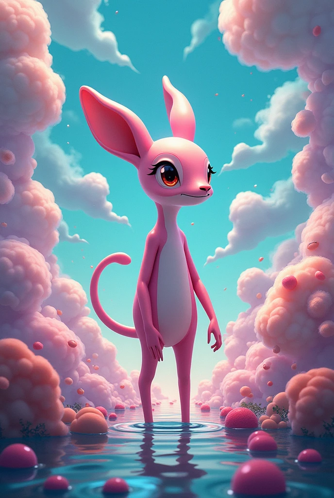 solo,male,pantherine,pinkpanther,smiling,pink fur,felid,detailed background,forest,slim,hi-res,by braeburned,by fluff-kevlar,by,loimu,digitigrade,smile,yellow sclera,blush,tail,<lora:pinkpanther_v1.0_-step00000400:0.9>,standing,nighttime,