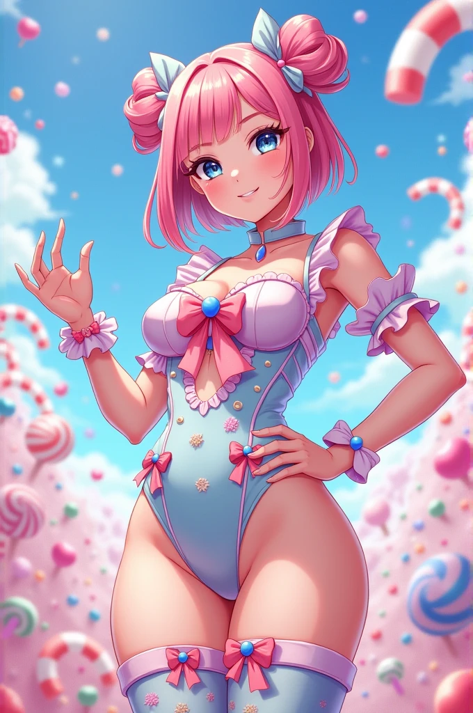 A beautiful alluring candy hybrid african female, covered in whipped cream, curly afro pink cotton candy hair, dark skin, lying on a birthday cake at fantasy candy forest, fantasy Theme, candy Theme, Fiverr Dnd Character, Octane Render, Digital Art, Extreme Detail, 4k, Ultra Hd, Polished, Beautiful, Hyperdetailed, Intricate, Elaborate, Meticulous, Photorealistic, Sharp Focus, Wlop, Character Design, Unreal Engine, 3d Rendered, Volumetric Lighting, Reflections, Glossy, Digital Illustration, Sensual Pose, Suggestive Pose, Lewd, Full Body Shot, anatomically correct 💖❤💕💋❣