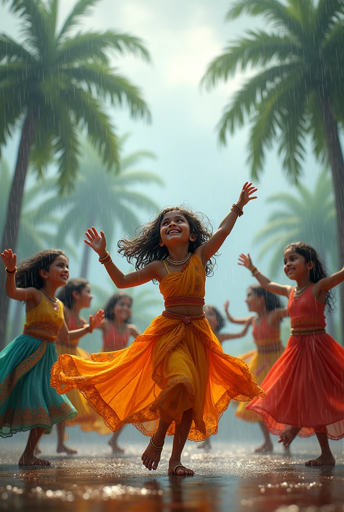 Krishna playing dandiya with friends, little dark ancient theme best look
