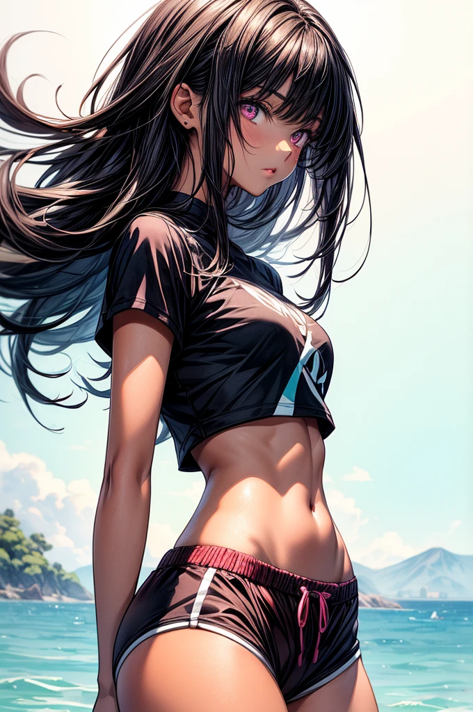 Best image quality, threaten, Holding a spear, Parent and , primitive, Primary forest, In underwear, ""Primitive clothing"", woman, Black Hair, Tying up hair, paint