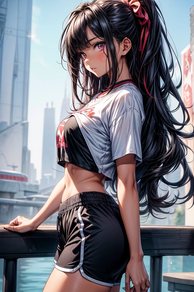 realisticlying、15 year old girl、Buttock emphasis(Dynamic super close-up looking up from underground)、thighs are a little thicker、Emphasis on the thighs、(White fabric thin tight fit long dress wearing、Versatile sexy poses、Breasts enlarged、Face smile、Sunset Coast