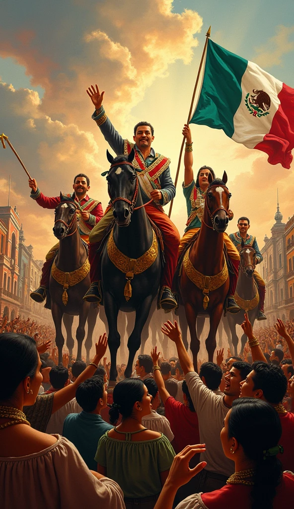 color shot of p4nch0v as President of Mexico in front of crowd of men and women in the Zocalo <lora:p4nch0v_v1:1>
