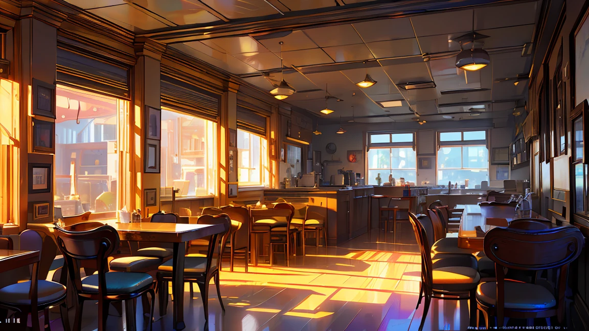 An interior of an American restaurant, diner, daytime, view of the counter, (best quality,4k,8k,highres,masterpiece:1.2),ultra-detailed,(realistic,photorealistic,photo-realistic:1.37),highly detailed features, intricate, dynamic, small town diner, digital art, concept art
