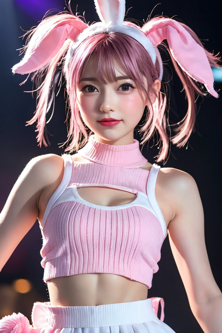 nightcity、Ride a large 1000cc motorcycle、Gravure photography、Realistic rabbit ears、rabbit ears sticking out of the head,,,,、Pink hair、Pink rabbit ears、1 girl in、独奏、pink hoodie、masterpiece、top-quality、realisitic、Hyper-detailing、(Glossy skin、be sweaty:1.4)、absurderes、Looking at the camera、short pink hair、Brown-eyed、Slender beauties、动态照明、hight resolution、foco nítido、depth of fields、Detailed eye、Sharp eyes、Realistic eyes、(thick thight:1.0)、Beautuful Women:1.4、Slender Abs:1.2、((Short-cut bob hair))、((small tits:1.4))、((k pop:1.3))、((The bikini))、Highly detailed facial and skin texture、((the pose))、((魅惑的))、Anatomically correct number of fingers、Correct ???????、
