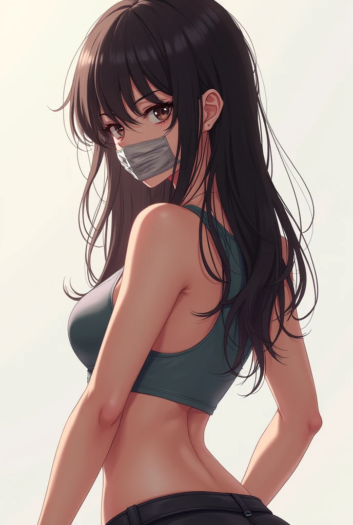 sekijou sawako, shibari, bondage, bound, brown hair, long hair, arms up, stripped, best quality, ultra-detailed, high resolution, extremely detailed cg, unity 8k wallpaper, masterpiece, perfect body, anime picture, femsub, BDSM, yellow panty with multiple white small hearts design, black bra, small breasts, at night, standing, dark room, teary-eyed, gagged, over the mouth gag, duct tape, Sekijou Sawako, gym storeroom, wrist tied up together above her head, ropes, suspension rope from ceiling, standing nearby wall, bracing,