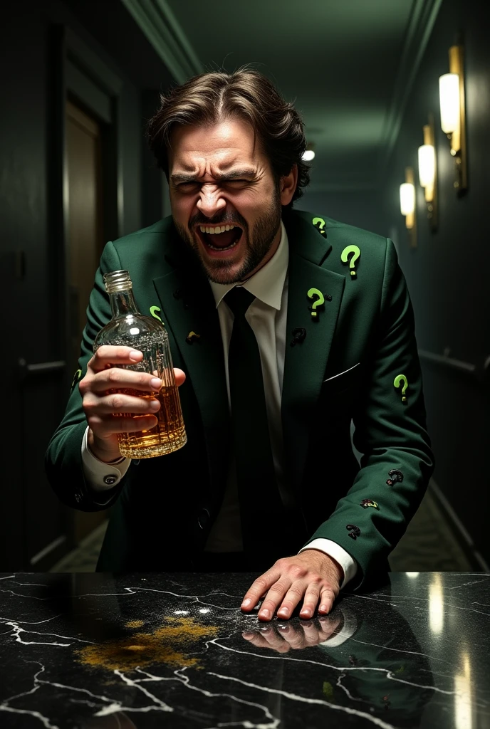 Image animated and mysterious of: Dr. Jekyll drank the red liquid, and slowly his face and body started to change...