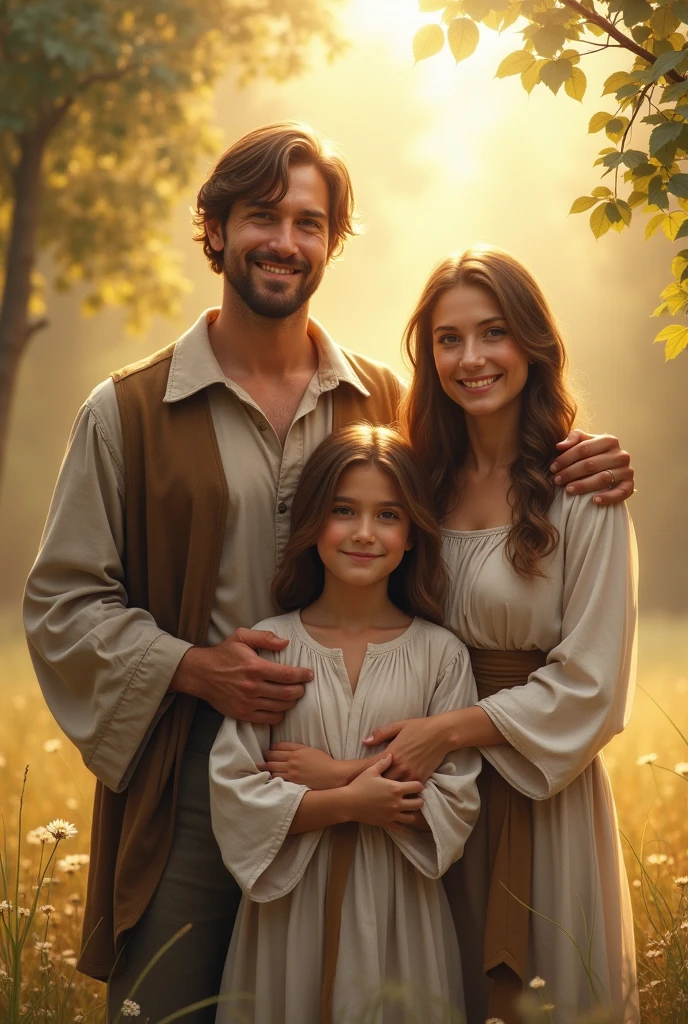 Characters from the Bible Isaac and Rebecca with their children photograph