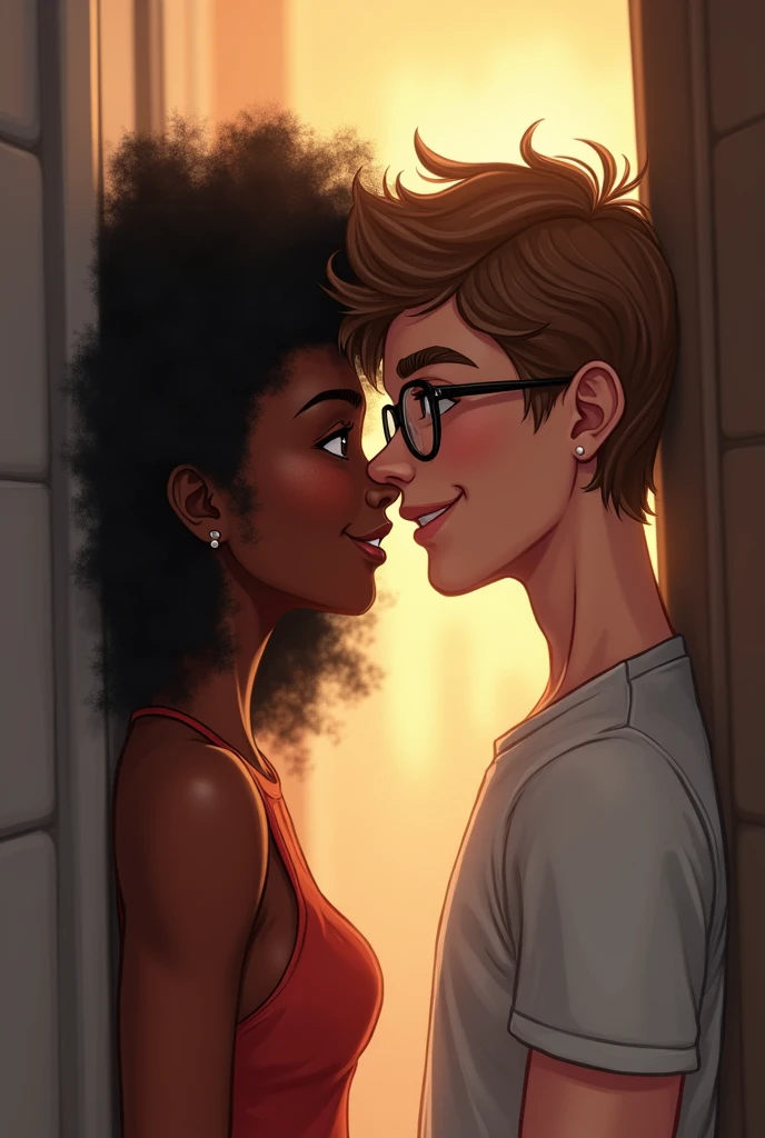 Animated Couple Relationship 2 white man and 1 black woman