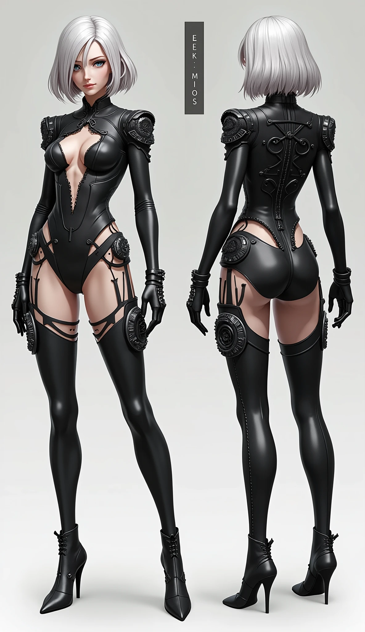 A young man, having long legs, thick thighs, large hips, thin and narrow weist, big large feminine breasts, large male reproductive organs, very small spikey boyish haircut, wearing dress , hot male , detached sleeves , hot man