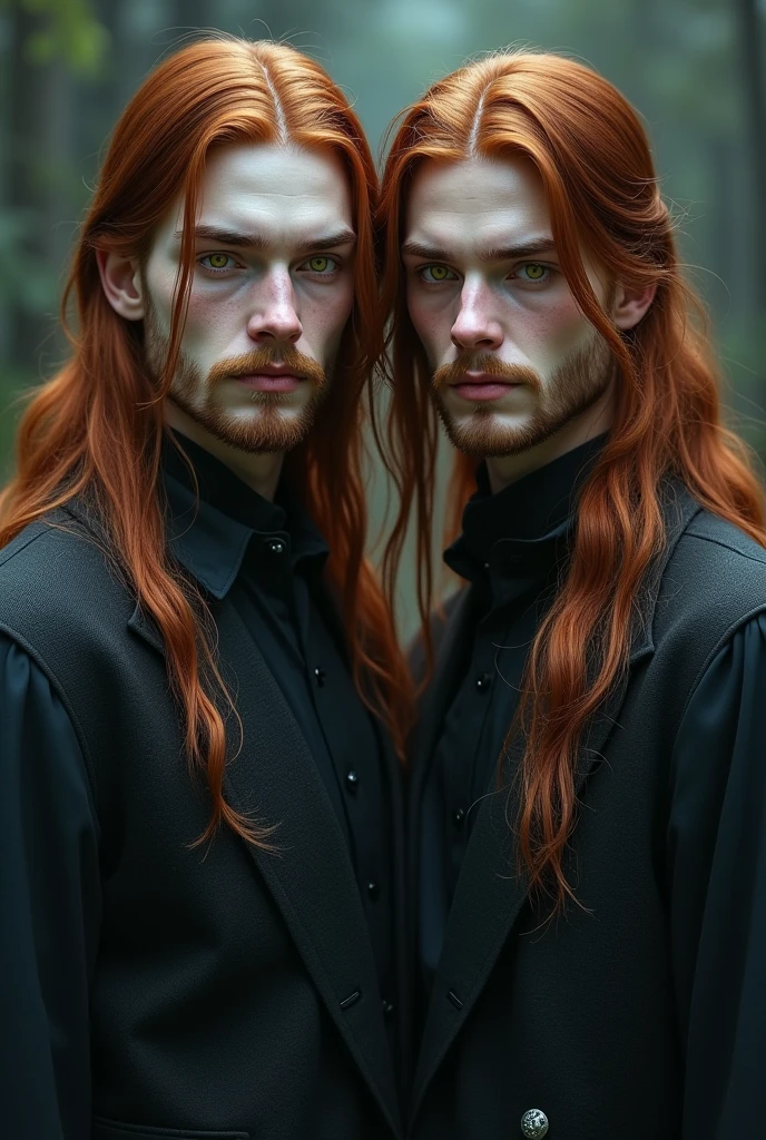 Eddie It's a man, he has long red hair the color of fire, he usually wears a black ribbon in his hair or braids it, his eye color is light green. Eddie has a very handsome and attractive face, he has a slim but strong body. No facial hair.