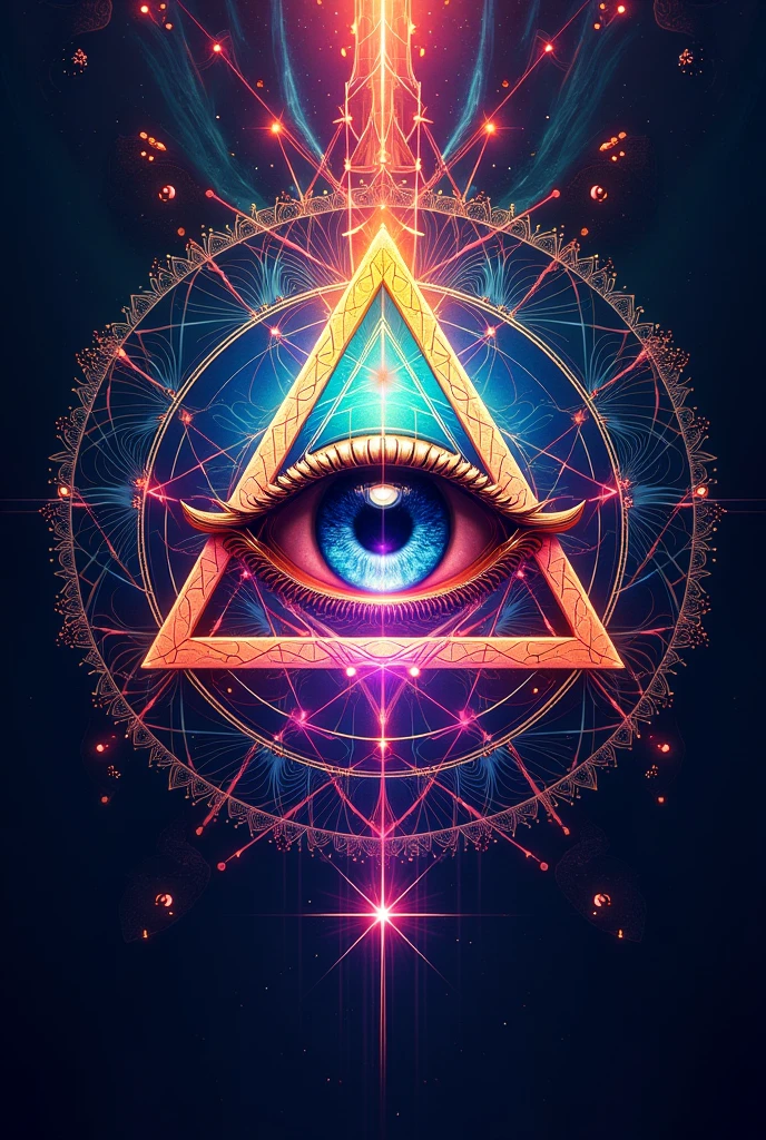 ((Illuminati:1.2)) Hypnotic deep-state illustration (psychedelic art by Dan Mumford) pop2k surrealism, dark and evil glow, glow neon paint, defined sharp edges, mystical, (all-seeing eye:1.3)