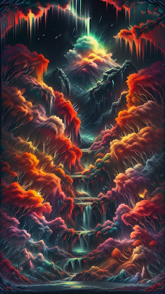 Viral anime nature wallpaper in 4K quality, in the style of digital illustration, depicting a dreamlike garden with floating islands, waterfalls cascading down, and glowing butterflies; surreal and vibrant color temperature, cosmos lighting with stars twinkling in the sky, the atmosphere is surreal and mesmerizing