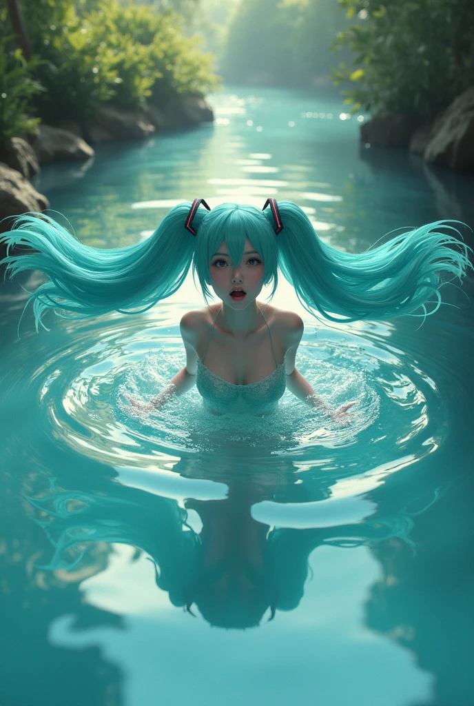 (masterpiece,best quality:1.4),(8k,raw photo,photo realistic:1.2),shiny skin,detailed skin,detailed face,detailed eyes, 1girl,looking at viewer,Japanese idol,extremely beautiful face, (smile),  LiquidHair, liquid hair, blue mucus floating around, slime girl, covered in blue slime, (partially transparent), (Wet with water), (blue sweat), Slimy blue liquid dripping from her body. Her hair is also covered in blue slime. blue slime scatters, Blue hair, blue eyes