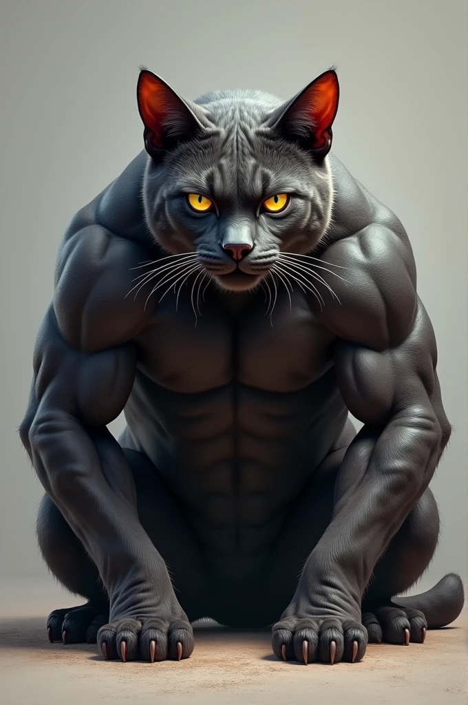 A burly black cat that looks like ball players