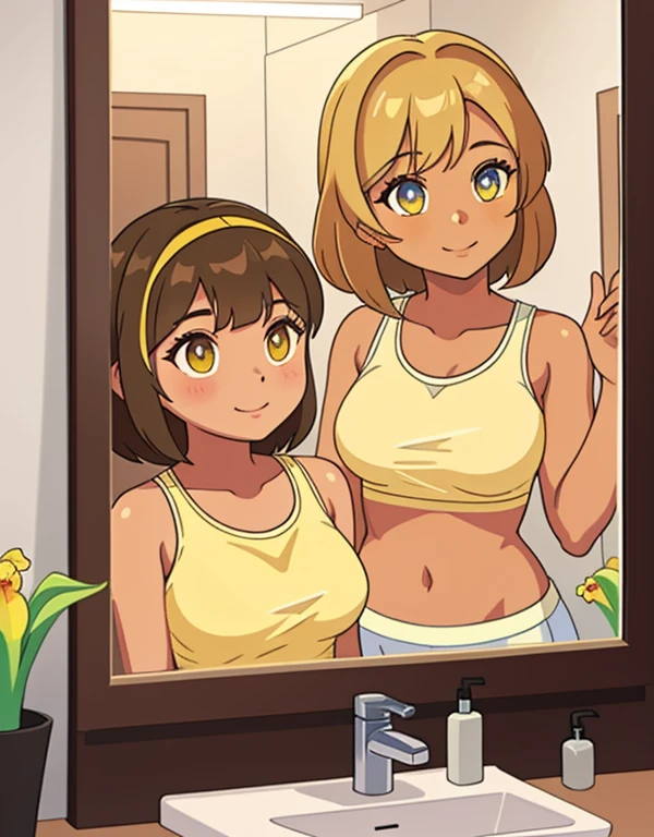 nude, thick thighs, blonde hair, moles, freckles, short hair, big butt, dainty, small, naked, bare, exposed, without clothes, 
