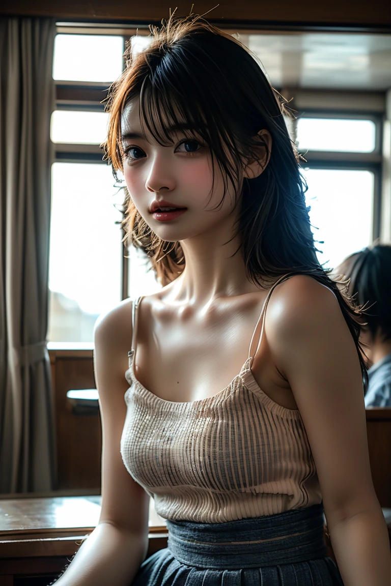 (Highest quality:1.4),(masterpiece:1.3),(Realistic:1.4),(Realistic:1.2),(超High resolution, RAW Photos:1.4),(High resolution, Super detailed:1.2),(8K:1.2),View your audience,Cinematography,One Girl,skeletally correct,Large breasts, Black Hair Girl,(necklace,White bra,See-through,White sheer lace panties,View from diagonally behind),(Bedroom interior,Dimly lit room,The lamplight shines on my cheeks,Sit on the bed)
