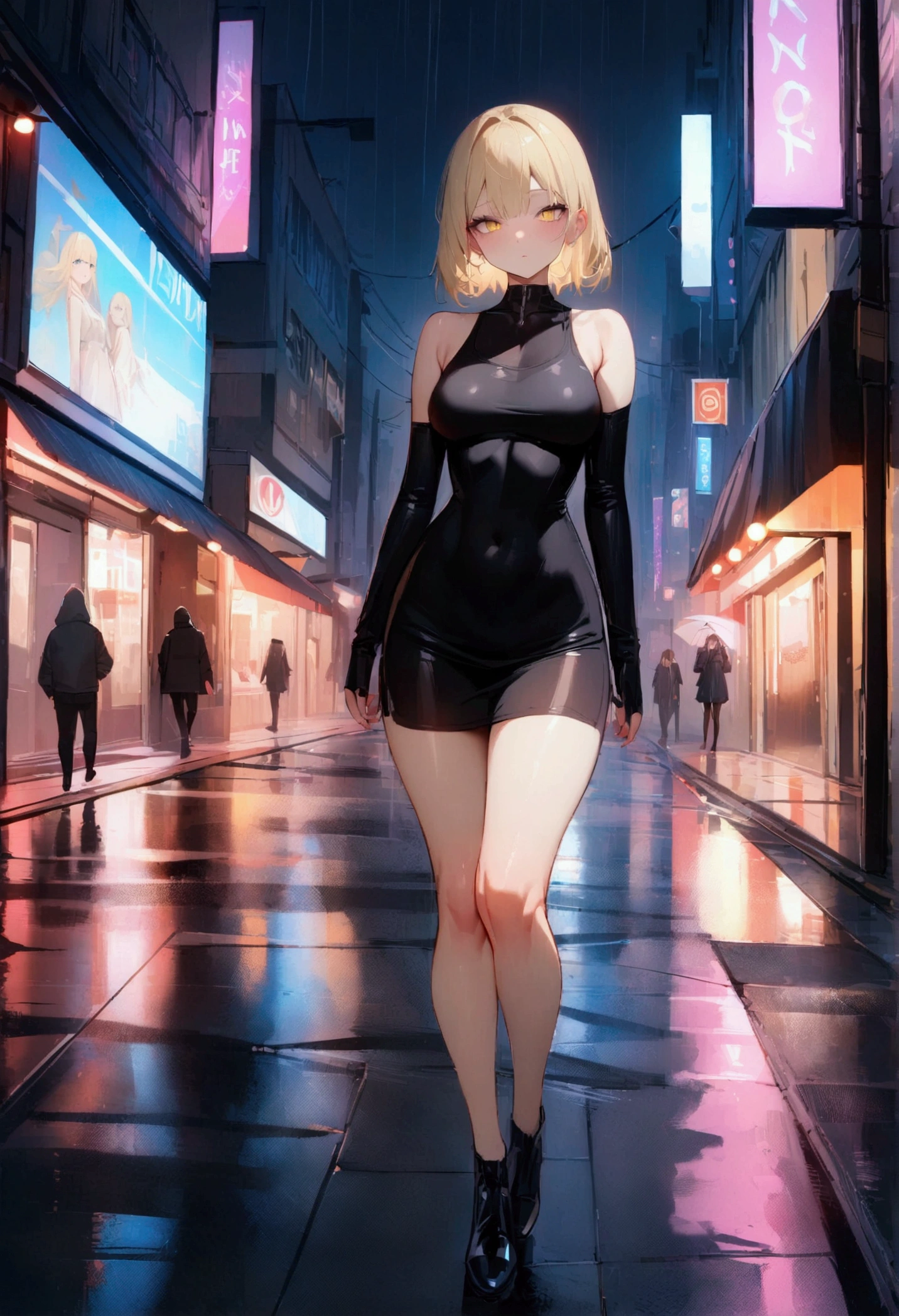 girls swimmers, 2 girls, 2 girls, two girls, multiple girls: 1.3, ((anime girls, twins with extremely cute and beautiful blonde hair walking seductively down the street)), (((twins)))),
((((Two twins)))), 2 swimming twins,((((two anime twins with extremely cute and beautiful blonde hair walking seductively down the street)))),
(large breasts:1.4),saggy breasts,(((very light blonde hair:1.35,straight hair,long hair:1.4,colored inner hair,ear breathing))),((heterochromia,eye1 blue,eye2 green,perfect eyes,upturned eyes:1.3,beautiful detailed eyes,finely detailed beautiful eyes:1,big highlight on eyes:1.2)),((fat)),(((lustrous skin:1.5,bright skin: 1.5,skin tanned,shiny skin,very shiny skin,shiny body,plastic glitter skin,exaggerated shiny skin))),(spider lower abdomen,narrow waist,wide hip,athletic body,inflated legs,delicate detailed fingers,detailed body,detailed arms,human hands,(detailed face)),
cute,slutty,seductive,erotic,(((nsfw))),
((one-piece_swimsuit magenta)),(wearing a one-piece_swimsuit outfit:1.3),(detailed outfit,detailed clothes),
(dynamic pose:1.0),embarrassed,centered,scale to fit dimensions,Rule of thirds,
outdoors,((night view)),(very pretty city neon synthwave,cyberpunk night street Background:1.5,dark sky,thick clouds),future vehicles,((neon lights)),thick clouds,(cyberpunk style,neon lights, (synthwave theme background), lonely street),(((detailed background:1.25))),
(best quality),(high resolution),(sharp focus),(ultra detailed),(extremely detailed),(extremely high quality artwork),8k_wallpaper,(extremely detailed CG 8k),(very fine 8K CG),((hyper super ultra detailed perfect piece)),flawless,(((masterpiece))),illustration,vibrant colors,(intricate),High contrast,Selective lighting,Double exposure,HDR (High Dynamic Range),Post-processing,Background blur,((((lesbian, lesbians))))