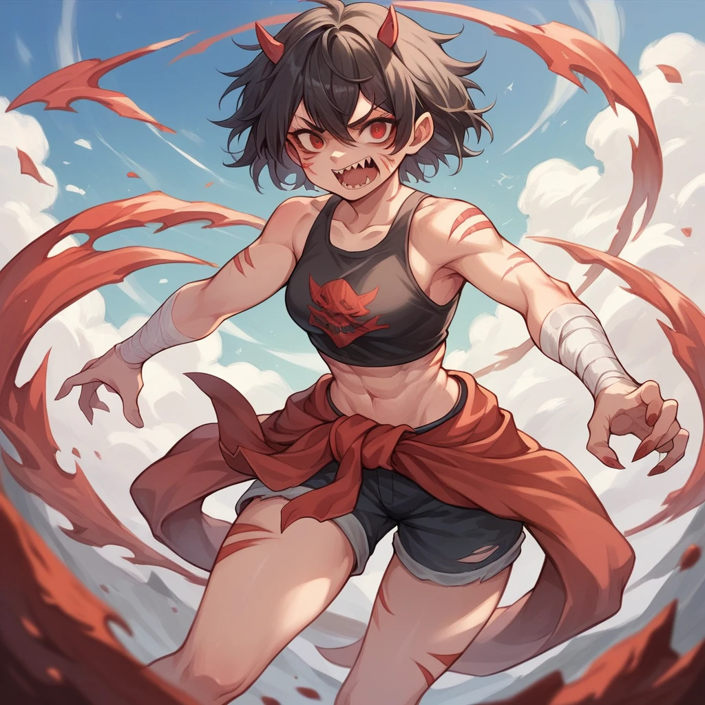 Jump Kindergarten Hat Nudist、Torn clothes are scattered around、Unstable buoyancy sandstorm、amazing dynamism、great angle、
