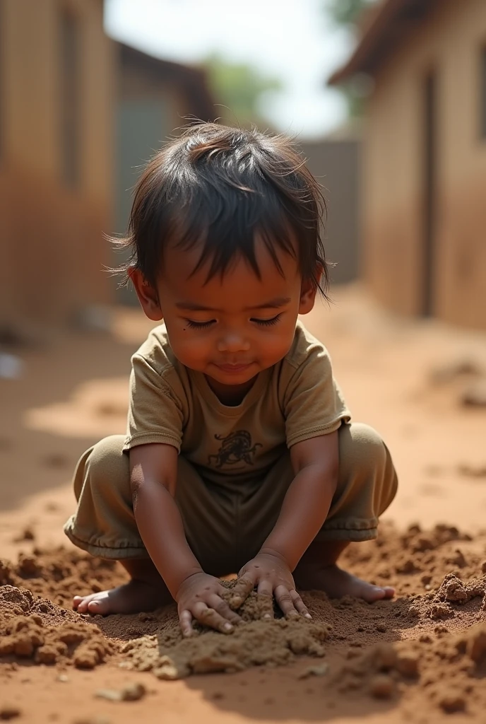 I want you to create an image of a child doing forced labor. 