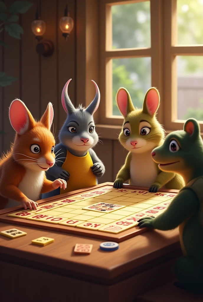 I want to create the most striking image where they are playing poker in cartoons