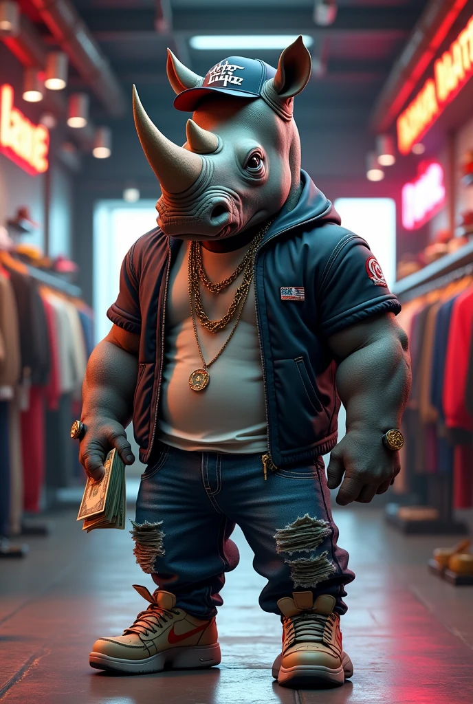 Detailed digital illustration of an anthro Hippopotamus (Staring into the horizon, pondering life) at a Augmented reality newsstands with holographic headlines, <lora:xl_more_art-full_v1:0.5>, <lora:anthro_muscular:0.7> , <lora:madpunk:0.4> madpunk