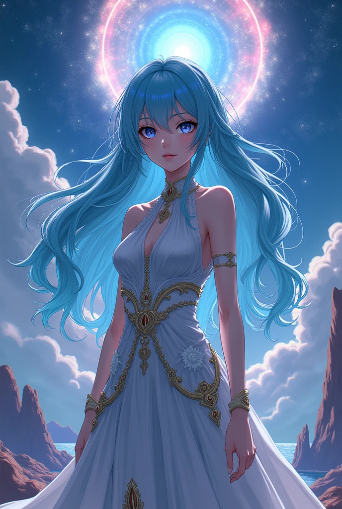 a masterpiece of，Best Quority，an film still，1girl，Floating in the sky，Cloud Girl，the clouds，（Close-up of：1.1），brightly，cheerfulness，intriguing，gentlesoftlighting，（bauhause，shape，linework，abstracted：1.1）blush，hugetits