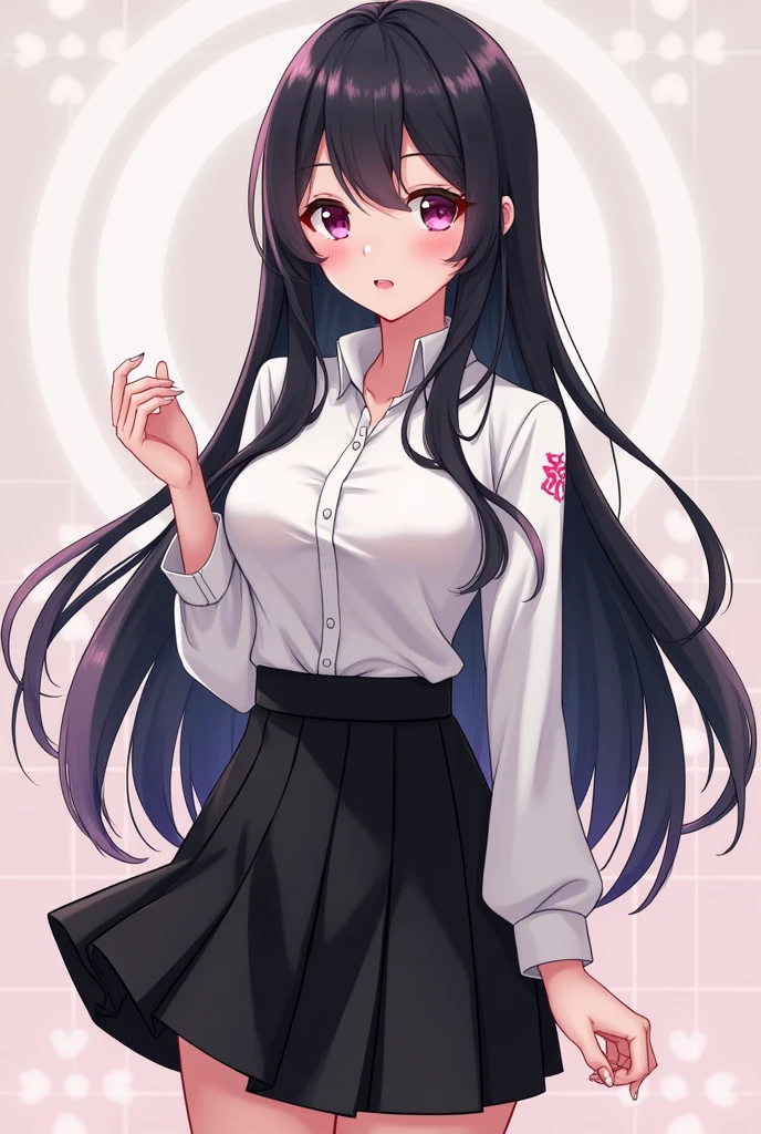 NSFW, (White School Uniform:1.2), (mushoku tensei, Akatsuki-chan, Drooping big tits:1.2, age19), (Straight hair, Very beautiful black hair, Beautiful bangs), (masterpiece:1.2, of the highest quality:1.2, 8K, 2D:1.3, wall-paper:1.2, The Ultimate Illustrator:1.2, High resolution), (More eyelashes), (Sharply drawn eyes, Tears), Extremely Close, (Ultra detailed eyes, bright pink eyes:1.2), (Beautiful detail double), Smooth nose, (Best proportions:1.2, Curvaceous:1), ((1 Boy and 1 Girl Standing Having Sex From Back on side POV:1.3)), in heat:1.3, Sweat:1.3, Pleasure Ecstasy:1.3, Slow piston:1.2), (Bright Entrance), (great joy:1.2), (「おちんちんちょうだい」)