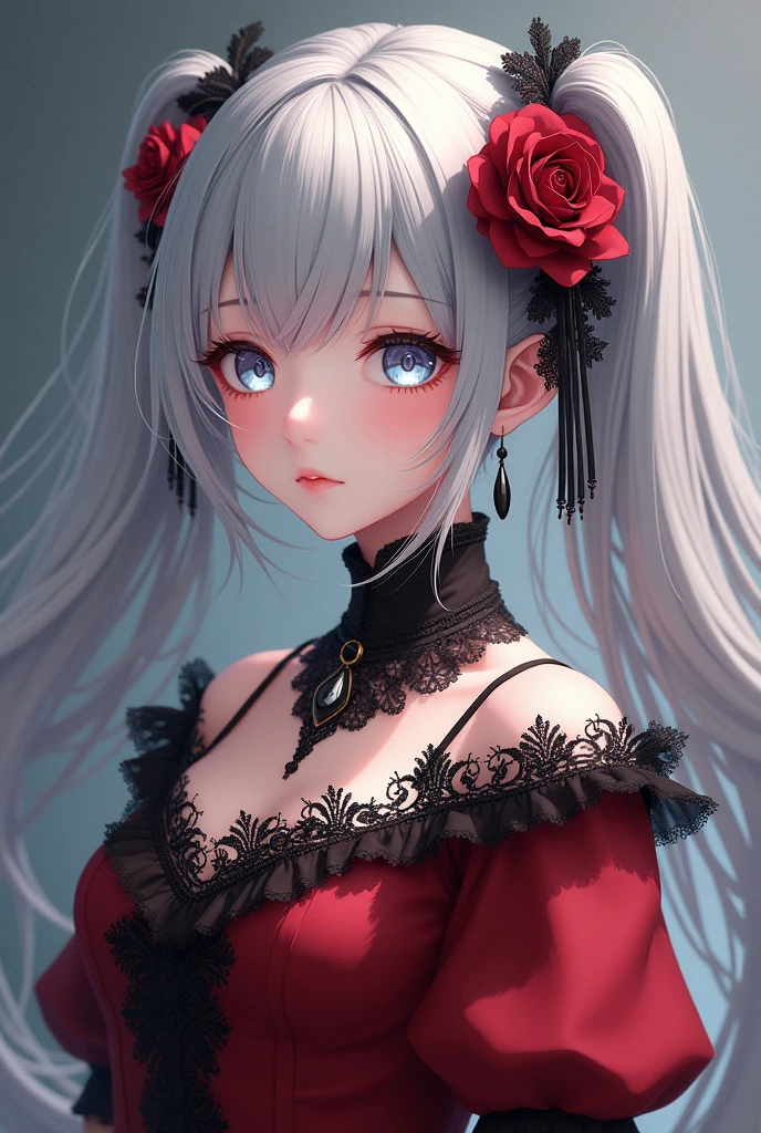 4K quality:1.2,1 girl,sense of depth,confused,catch light,Super beautiful illustration,((black color,long hairstyles:1.3)),dark dark eyeshadow,(((4k,super beautiful,In detail,red eyes))),bright red lipstick,Gothic ta,;D,beautiful and delicate hair