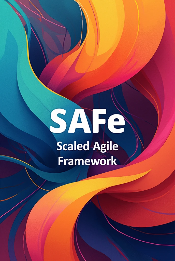 Create a slide cover with the Scaled Agile Framework methodology theme and the word Scaled Agile Framework (SAFe) average in the center, very colorful abstract.