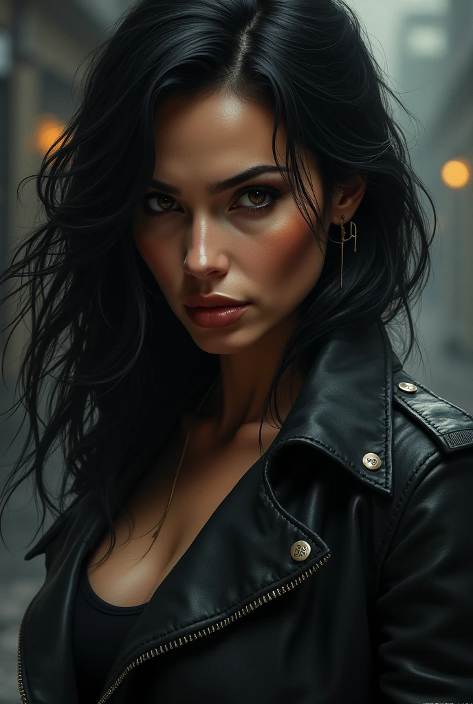  with gorgeous eyes and dark hair, tits out