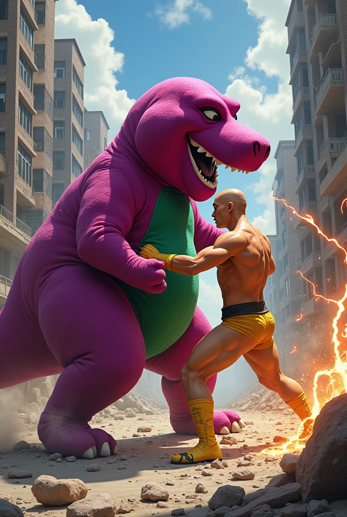 saitama vs barney intense fight