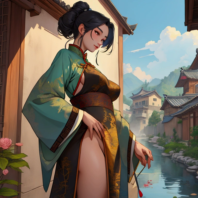 8k, ray tracing, vibrant colors, (1girl), (solo:1.4), (toph beifong:1.4), blind, short hair, hair bun, hairband, grey eyes, chinese clothes, masterpiece, sharp focus, Best Quality, depth of field, cinematic lighting, very detailed clothes, (used condoms, condom belt, used condom belt, condom hair ornament:1.6), ((seductive smile)), thin red lips, closed mouth, Perfect eyes, perfect hair, Rich in details and textures, masterpiece, Best Quality, outdoors, beautiful girl, Sun light, chiaroscuro, (perfect hands:0.7, Clean hands:0.7), ((((Professional photography)))), ((Dream)), Whole body
