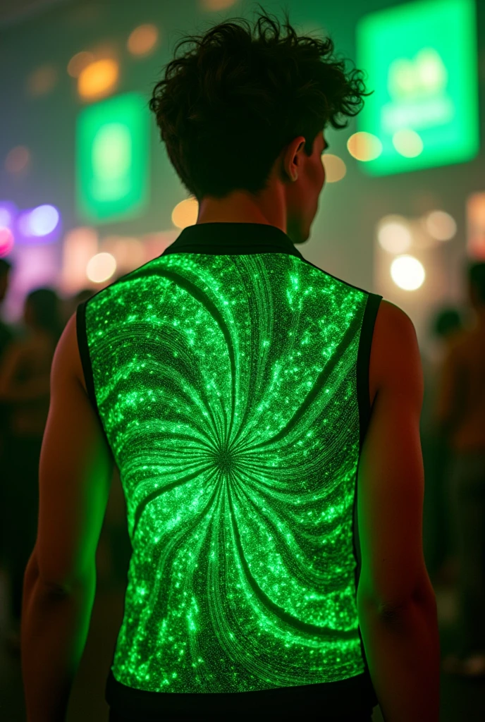 anime manga portrait of a man Dressed in a high-neck, long-sleeved sequin mini dress with a playful fringe hem Bioluminescent organisms, glowing life, natural light show, mesmerizing display, nocturnal wonder, "wearing an xmas suit"